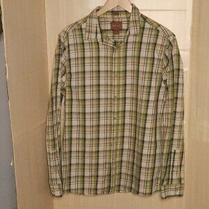 Red Ale Mens Green Tan Plaid Button Down Shirt Large Tall